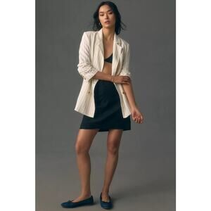 Anthropologie Bishop + Young Riviera White Pinstripe Linen Blend Blazer Sz L NWT